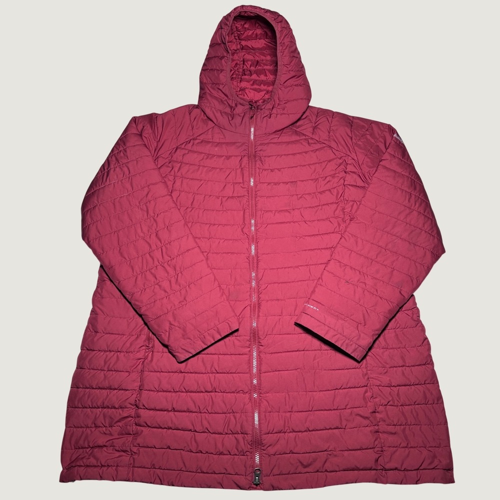 Columbia Heavenly Long Hooded Jacket Womens 2X Puffer Omni-Heat Quilted Red